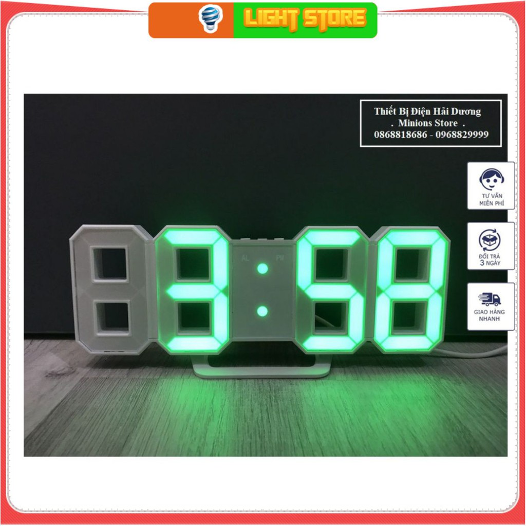 Đồng hồ LED 3D treo tường, để bàn thông minh TN623 Clock Smart tô điểm cho không gian sống của bạn thêm sang trọng