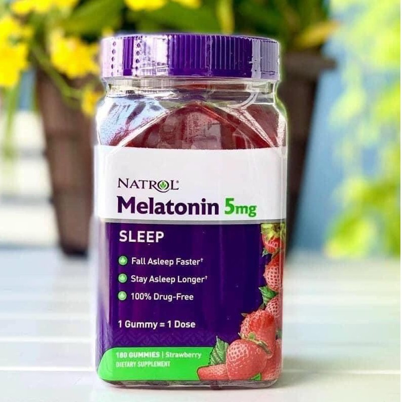 KẸO NGỦ Natrol Melatonin 5mg Strawberry 180 Gummies của Mỹ