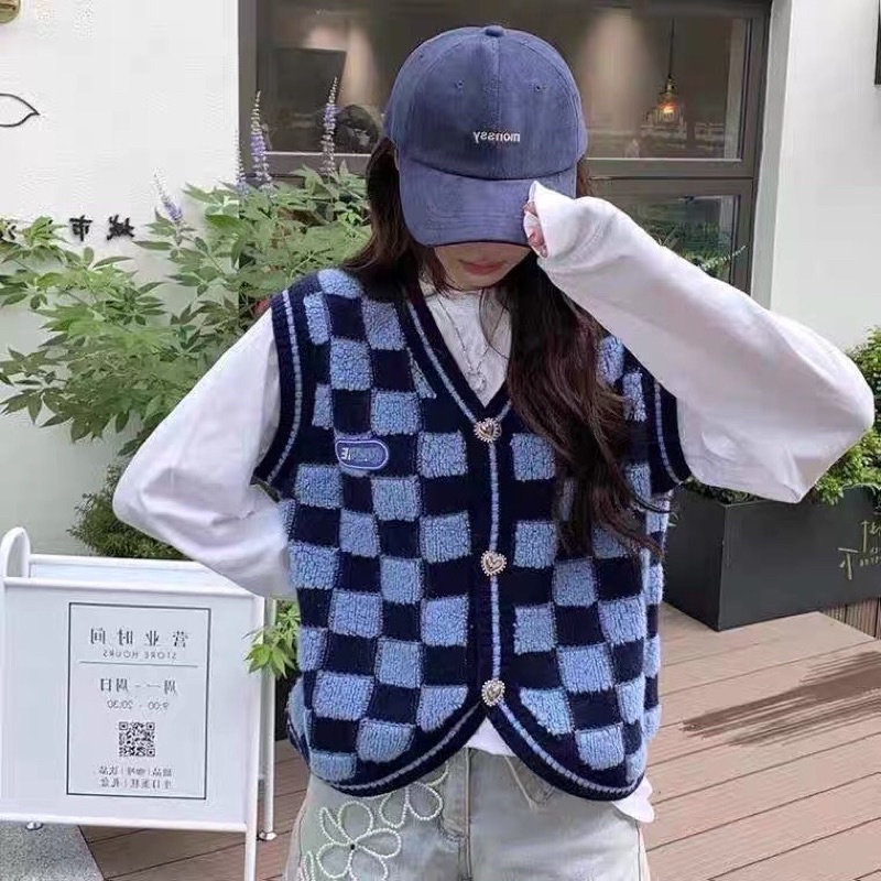Áo Tay Dài + Áo Gile kẻ caro CÚC TỊNH Y style nữ sinh