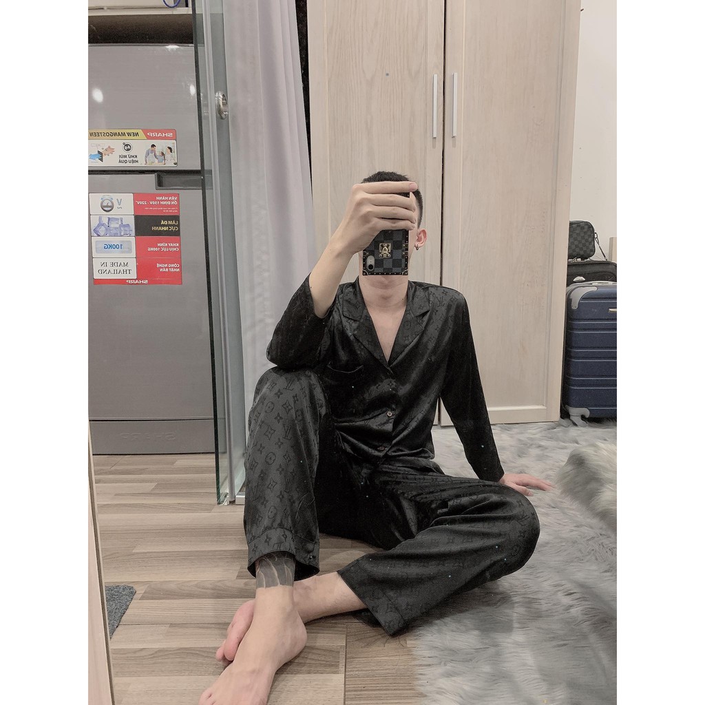 [Xả hàng] Pijama nam lụa gấm cao cấp may sẵn tại xưởng Hà Nội