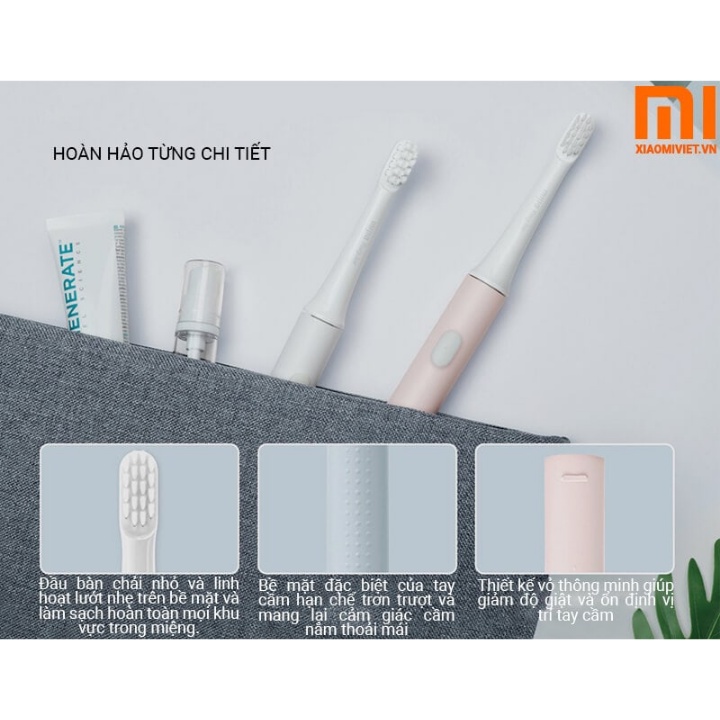 Bàn chải điện xiaomi Mijia T100 pin sạc kháng nước ipx7 bảo vệ nướu bàn chải đánh răng điện nhẹ 46g - bảo hành 1 năm