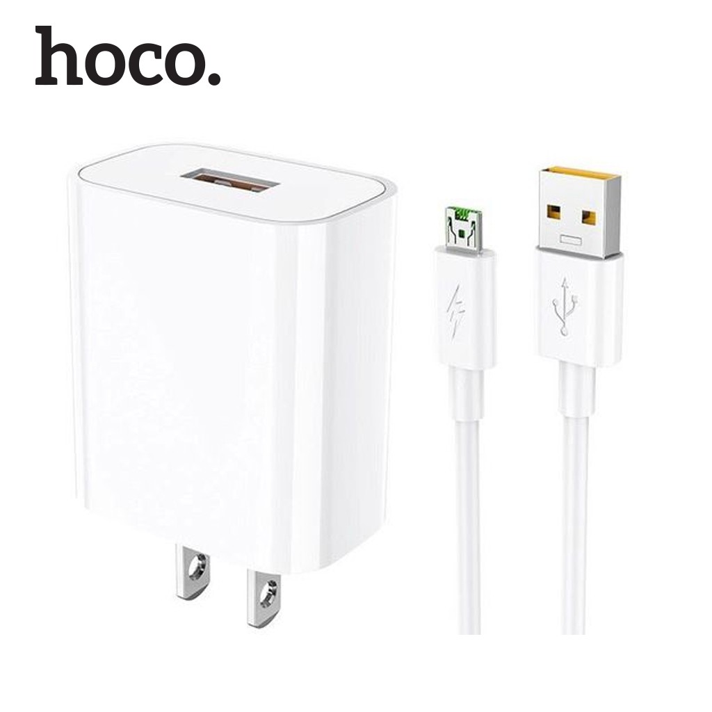 Bộ sạc nhanh Hoco DC19 USB to micro sạc nhanh 5A/22.5W, Quick charge 3.0, hỗ trợ sạc VOOC, kèm dây dài 1m