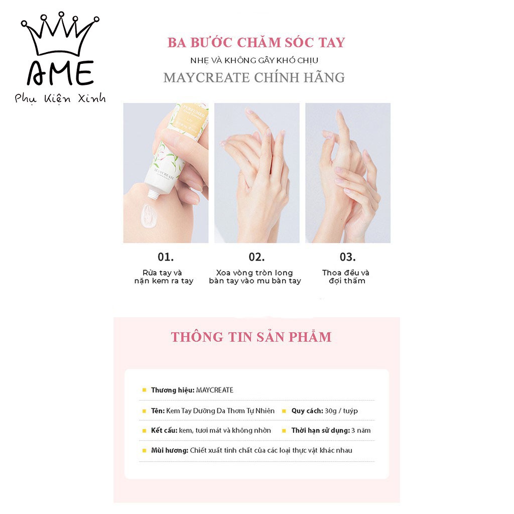 Kem dưỡng da tay Maycreate chính hãng nhiều mùi hương , hàng nội địa Trung cao cấp 30g