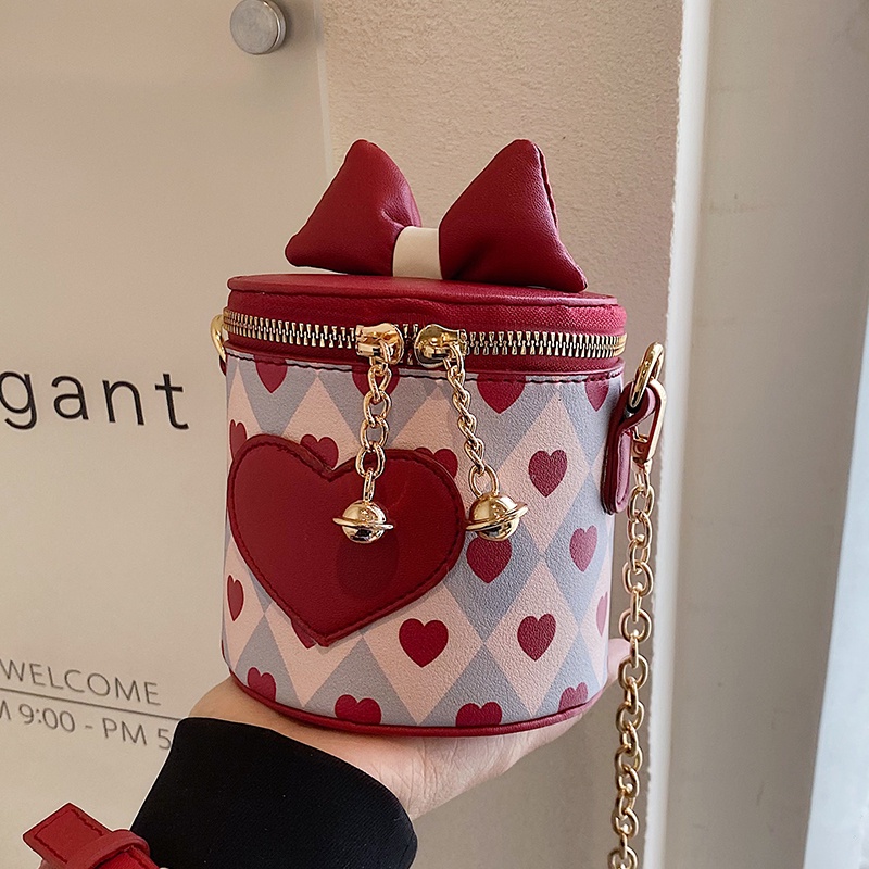 Túi đeo vai nữ IELGY hình trụ phối sợi xích xinh xắn thời trang