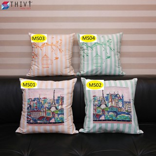 Gối Trang Trí Sofa Thêu Họa Tiết Sang Trọng 02 - THIVI