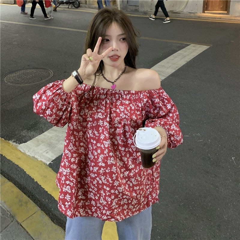 Áo trễ vai in hoa thời trang cho nữ