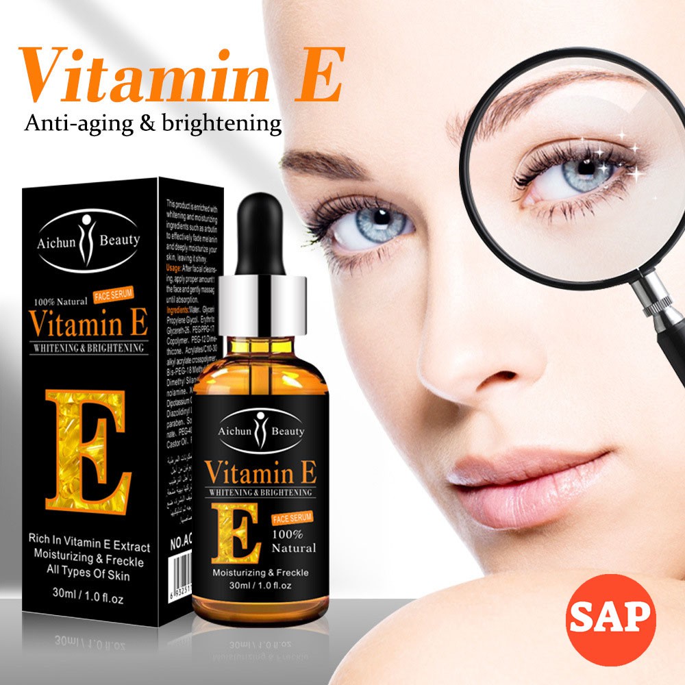 Serum Vitamin E siêu dưỡng trắng da, giúp tái tạo da mặt, làm sáng và căng bóng da, ngăn ngừa lão hóa da