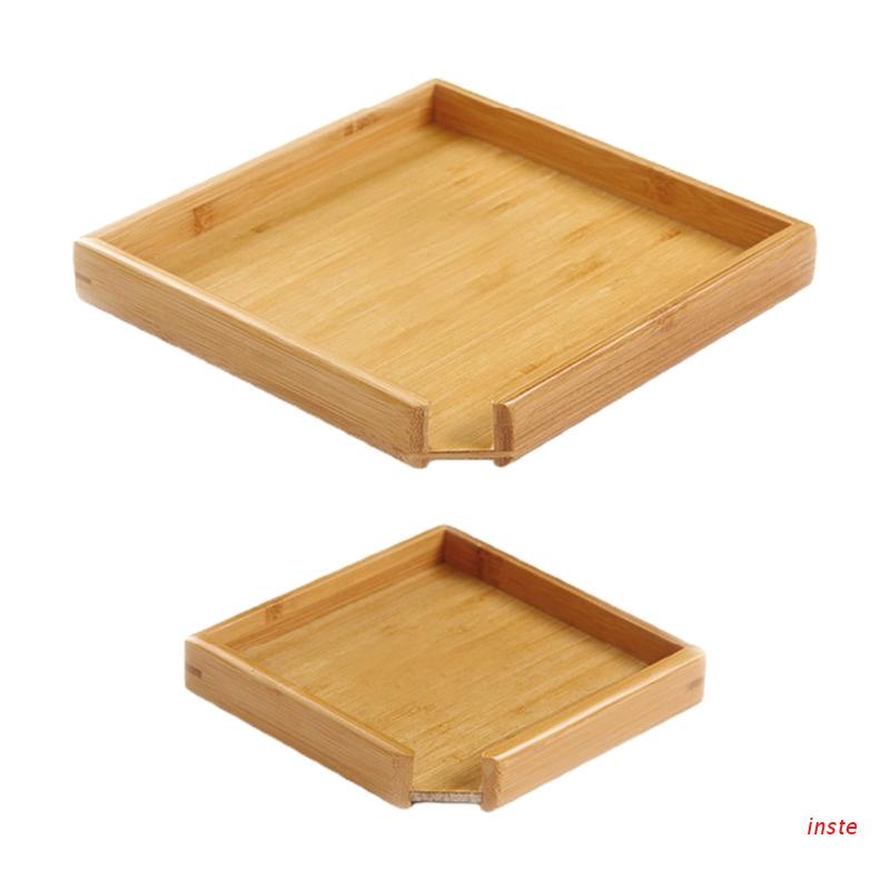 Inste Khay Gỗ Hình Vuông Đựng Thức Ăn/Đồ Uống/Thức Ăn Trái Cây Bò Bít Tết Đa Năng