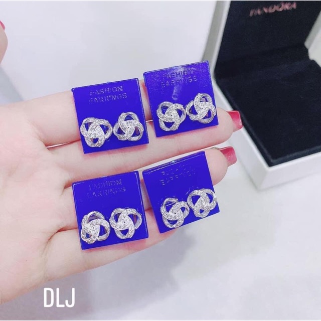 KHUYÊN TAI BẠC MẶT ĐÁ CAO CẤP - BÔNG TAI BẠC TA