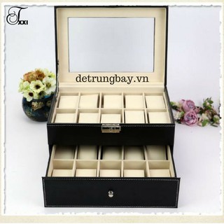 Hộp đựng đồng hồ 20 chiếc bằng da 2 tầng