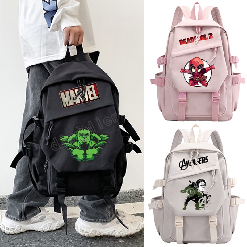 Ba Lô Đi Học Sức Chứa Lớn In Họa Tiết Marvel Spiderman Hulks Cho Học Sinh