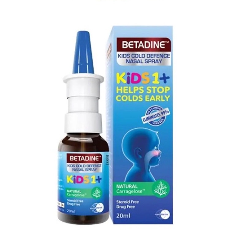 Xịt mũi BETADINE kids COLD DEFENCE nasal 20ml cho trẻ em, xịt mũi betadine cho người lớn