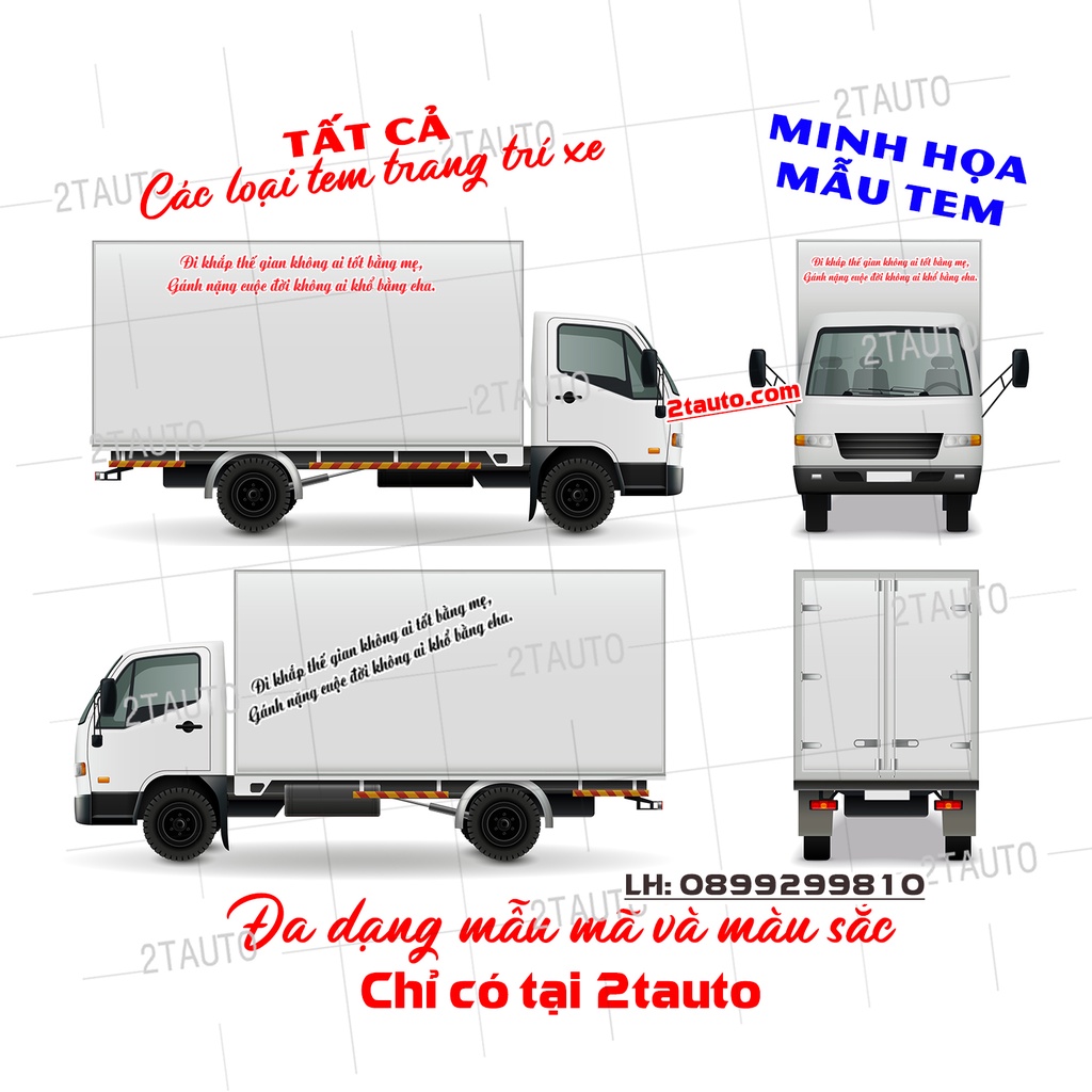 Sticker Tem Chữ ĐI KHẮP THẾ GIAN KHÔNG AI TỐT BẰNG MẸ, GÁNH NẶNG CUỘC ĐỜI KHÔNG AI KHỔ BẰNG CHA trang trí ô tô tải