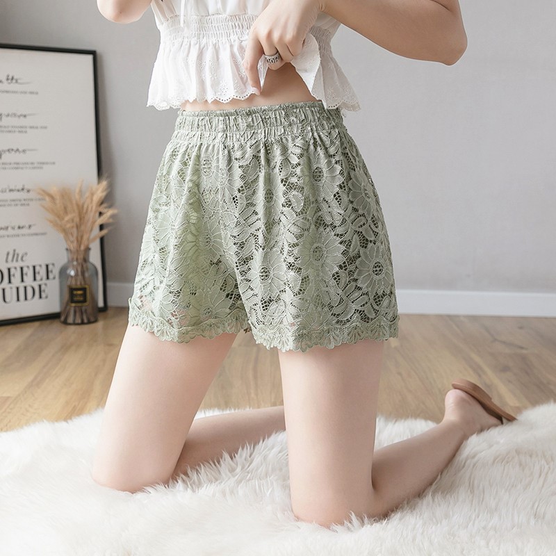 Quần đùi nữ, quần short nữ vải cotton thêu ren hoa văn ngoài độc đáo, quyến rũ