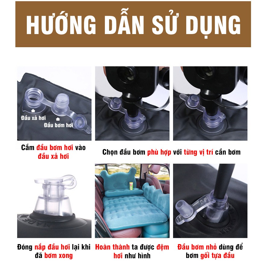 Đệm hơi ô tô cho xe 4-7 chỗ tặng kèm bơm điện và gối cao cấp - sang trọng