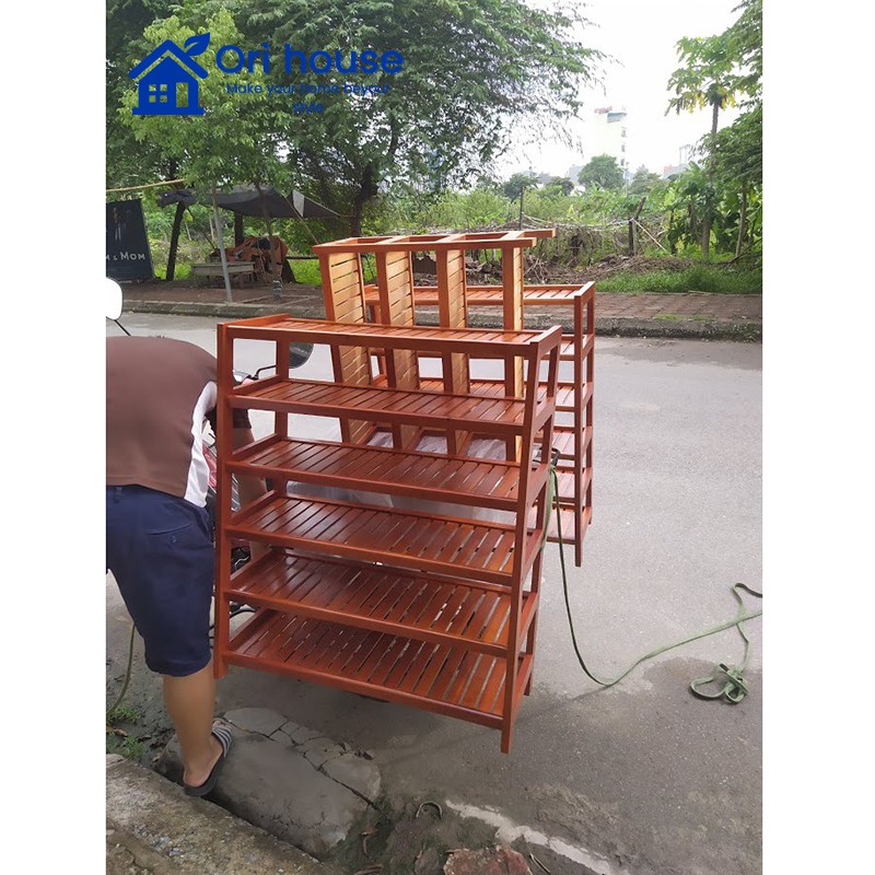 Kệ Dép Gỗ 5 Tầng Ngang 40cm - Chất Liệu Gỗ Cao Su - Nội Thất Ori