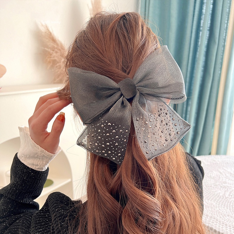 Kẹp tóc Haimeikang hình nơ đính đá phong cách sang trọng thời trang cho nữ