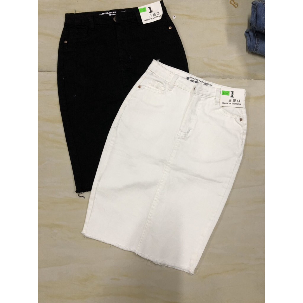 Nhập WAMS8 giảm 15%_ Chân váy jean bút chì trắng đen | BigBuy360 - bigbuy360.vn
