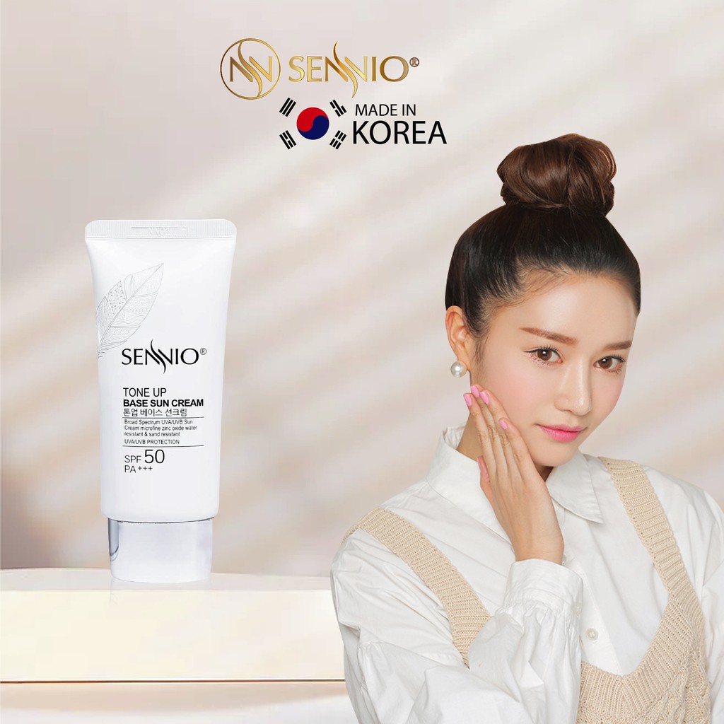 Kem Chống Nắng Kiềm Dầu Nâng Tông Da - Sennio Tone Up Base Sun Cream SPF50PA++ SNO 802