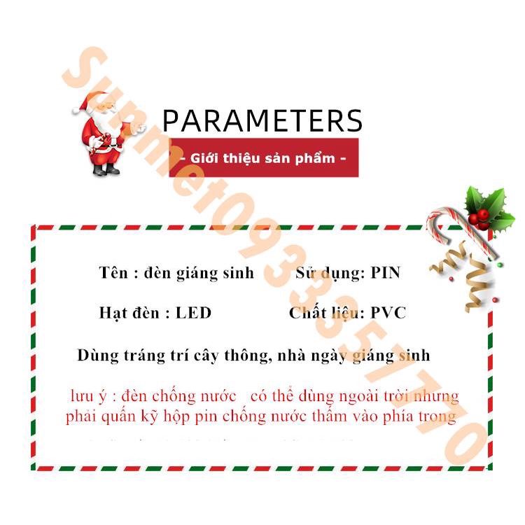 Đèn LED nhiều mẫu NOEL GIÁNG SINH  Sử Dụng PIN Có Nút Hít Mặt Kính trang trí DECOR dịp LỄ TẾT Sunmet