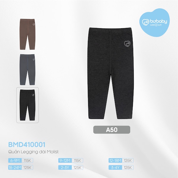 [CHÍNH HÃNG] Quần legging dài trẻ em Molist BMD410001 Bu