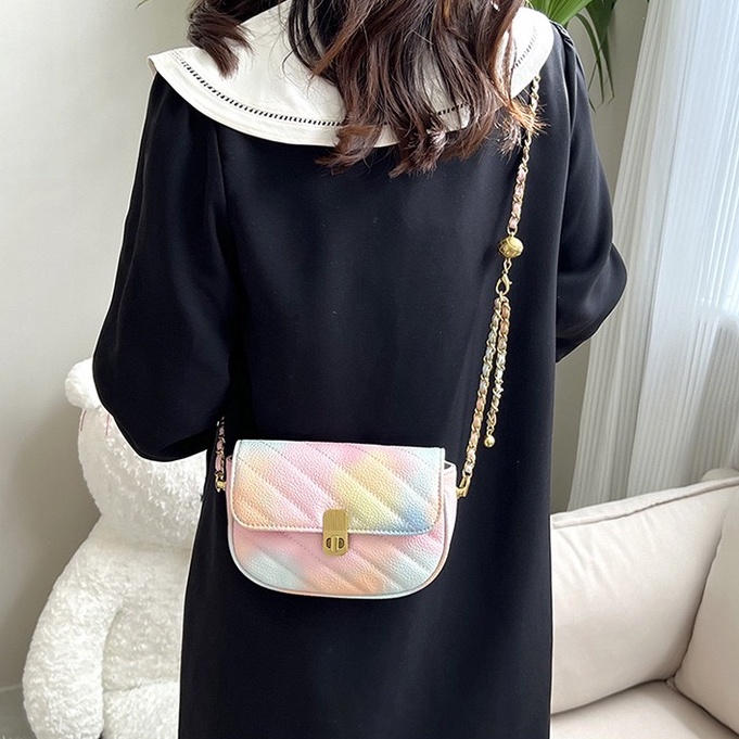 Faya - Túi xách T1156 dáng bầu ombre cầu vồng dây châu sang trọng