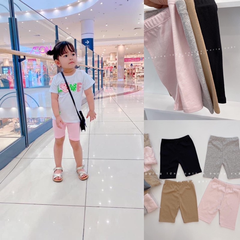 Quần Legging lửng cho bé vải 100% cotton mềm mịn mát, co dãn cực tốt.