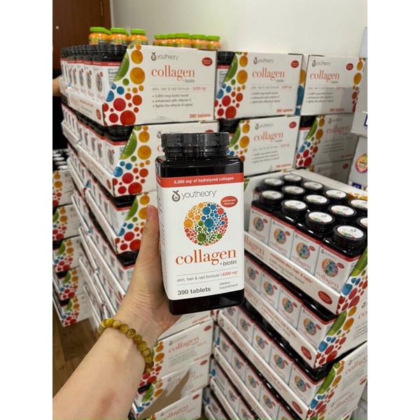 Collagen + Biotin đẹp da tóc  Collagen Youtheory Advanced Type 1,2&3 390 viên