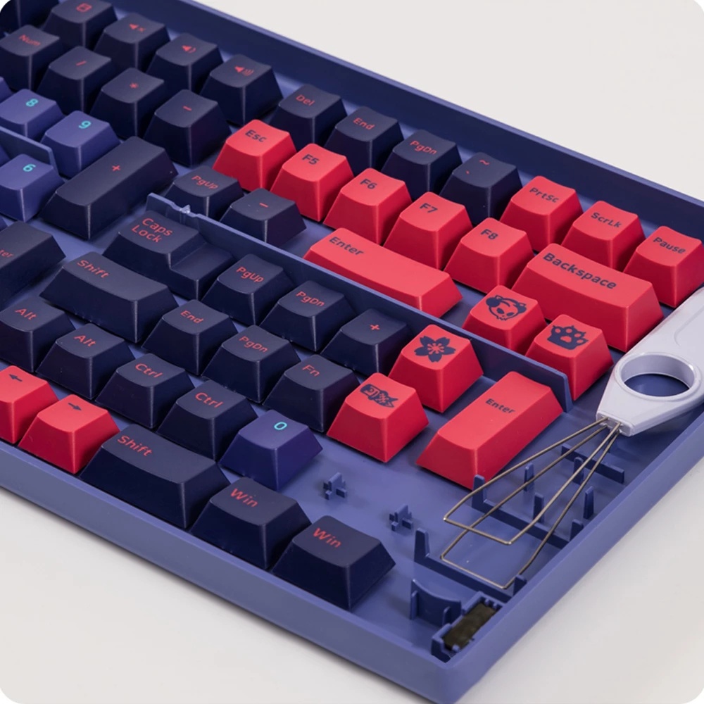 Nút Bàn Phím Cơ Màu Hồng Đen Neon Silent 9009 Phong Cách Cổ Điển