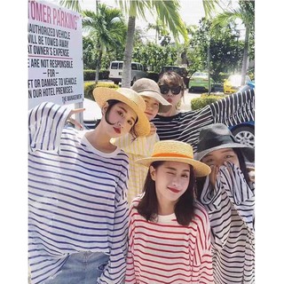 áo len mỏng dáng oversize - sọc kẻ ngang basic (6320#)