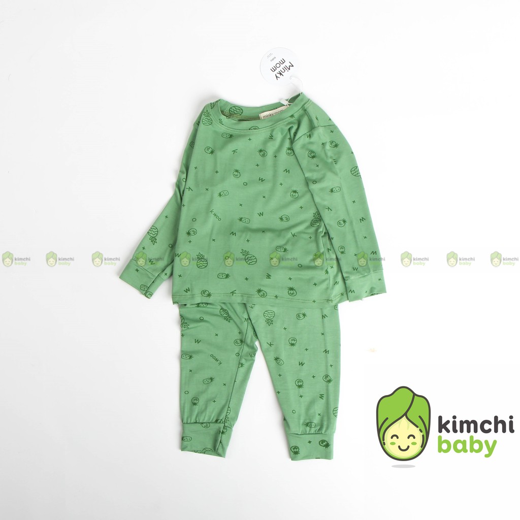 Bộ Dài Tay Cho Bé Gái, Bé Trai Minky Mom Vải Thun Lạnh Họa Tiết Trái Thơm, Bộ Quần Áo Trẻ Em Mặc Nhà MKM2141