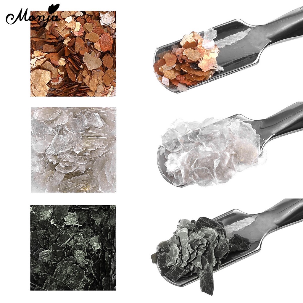 MONJA Hộp 6 ngăn đựng hạt phụ kiện 3D lấp lánh trang trí móng tay