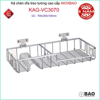 Kệ úp chén dĩa inox bảo kag-vc3070 - 70cm , giá đựng bát đĩa sus304 dập đặc cao cấp 70cm siêu bền
