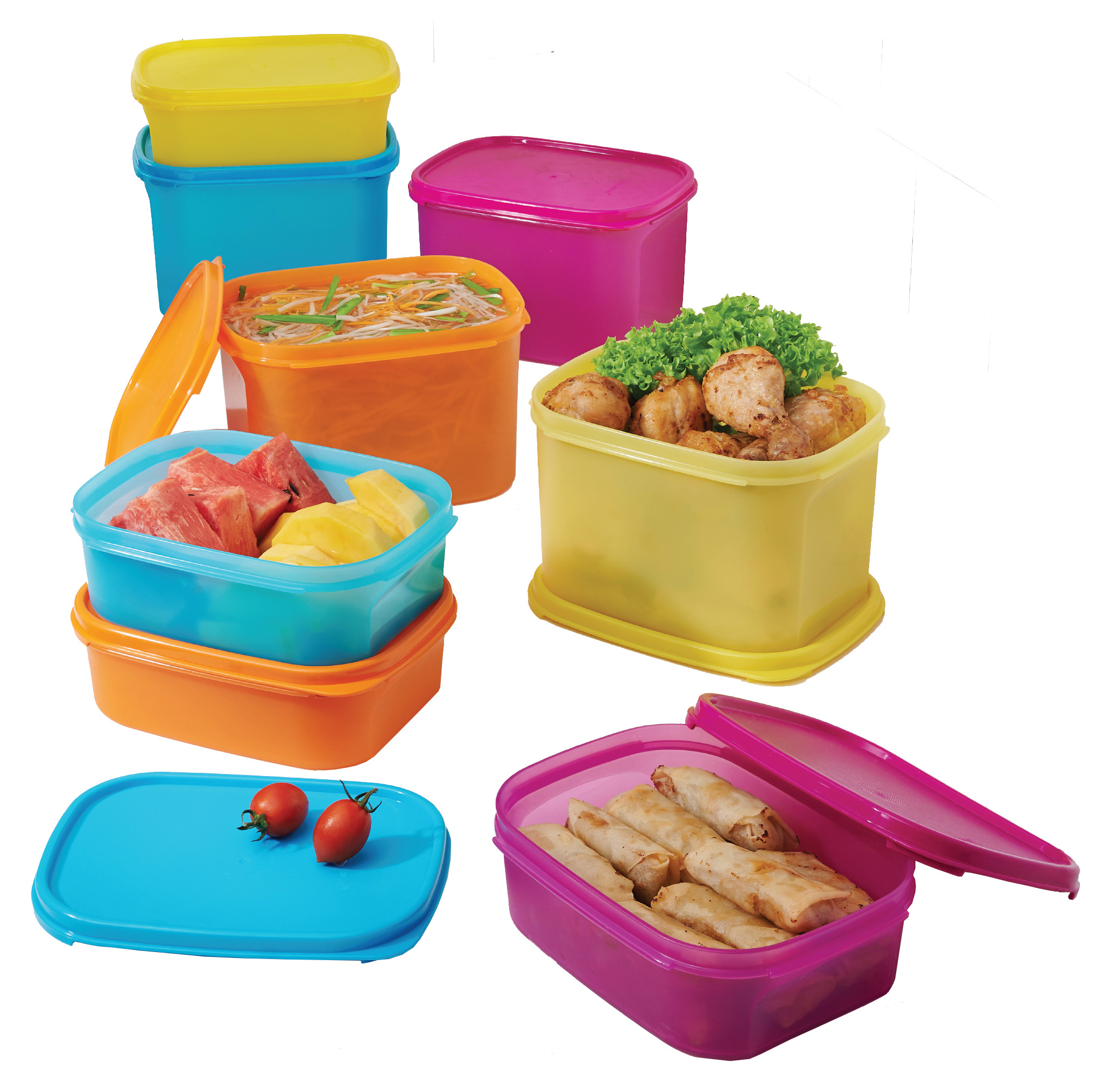 Bộ hộp bảo quản thực phẩm Tupperware Colorful Rectangular (set 8)