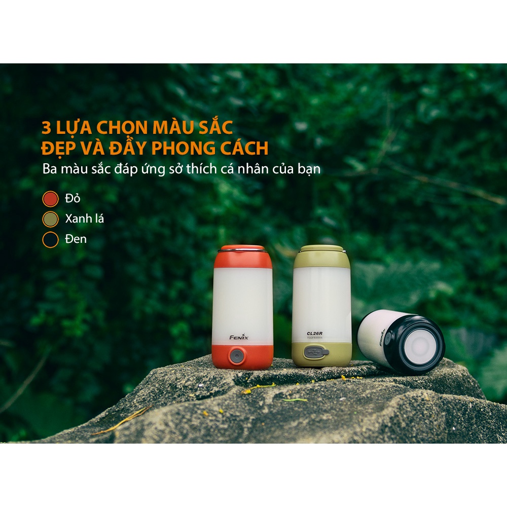 Đèn pin cắm trại FENIX CL26R 400 lumen sạc USB sử dụng 1 pin 18650 2600mAh
