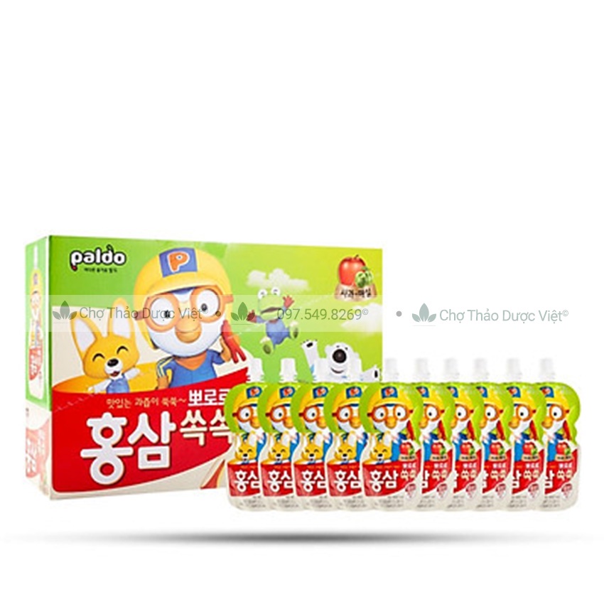 Nước hồng sâm hoa quả Hàn Quốc Hộp 10 gói ( Thạch trái cây Pororo cho bé) - Chợ Thảo Dược Việt