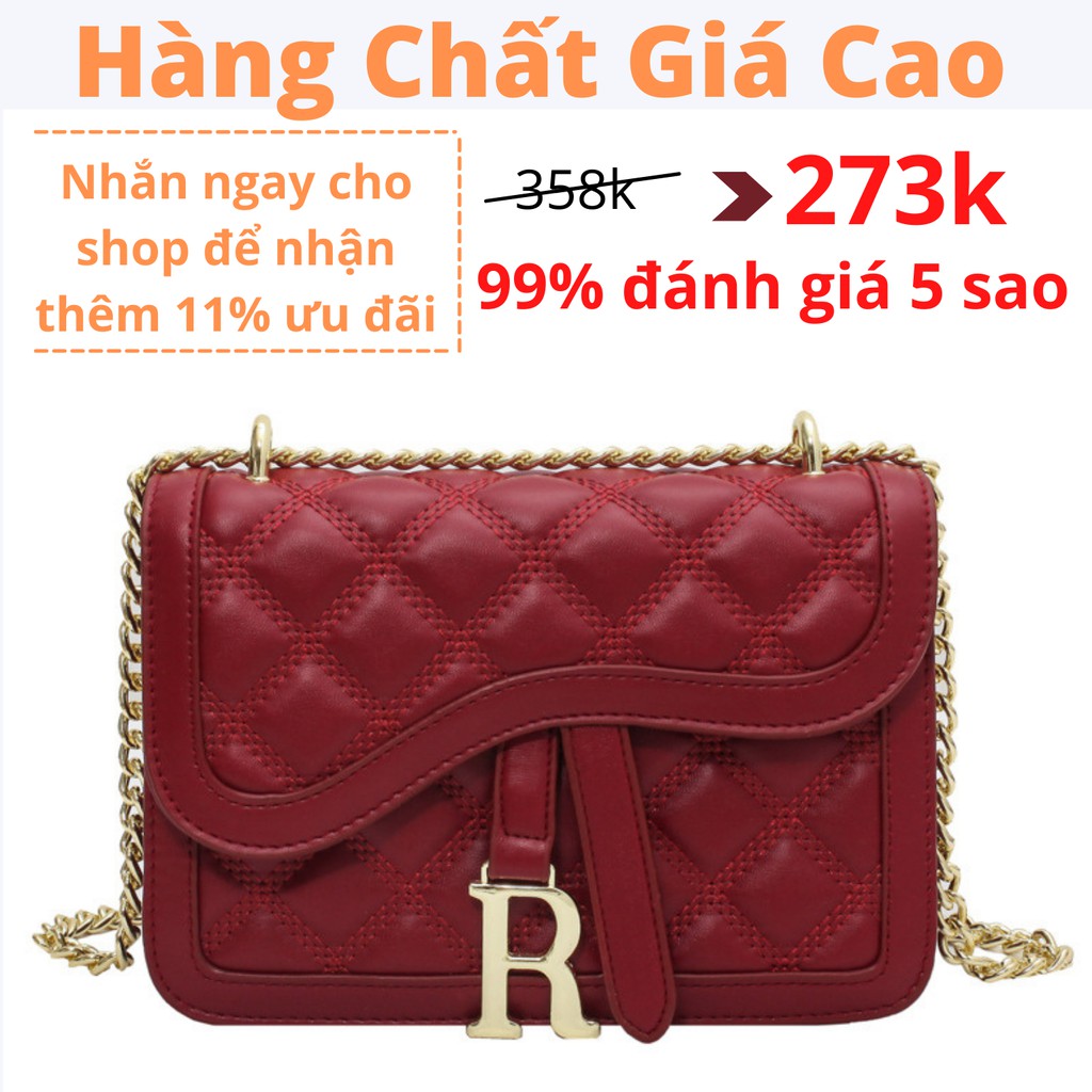[GIẢM THÊM 6 - 11% KHI NHẮN TIN CHO SHOP] Túi xách nữ đeo chéo kiểu dây xích chữ R phong cách dự tiệc kiểu HQ]