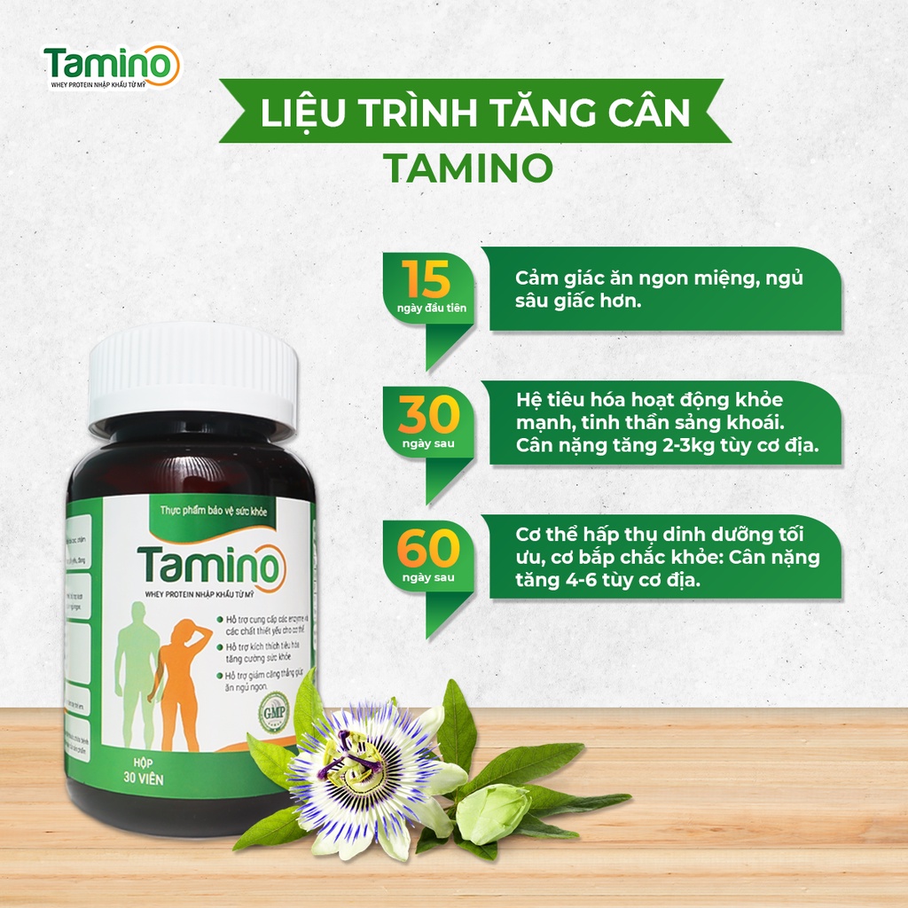 Viên Uống Tăng Cân, Tăng Cơ, Săn Chắc, Không Tích Nước, Không Tác Dụng Phụ Từ Thảo Dược Thiên Nhiên Tamino Hộp 30 Viên