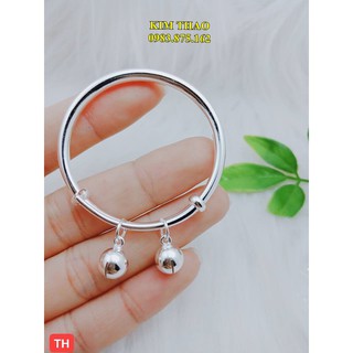 Vòng bạc cho bé S999 treo chuông bạc kêu