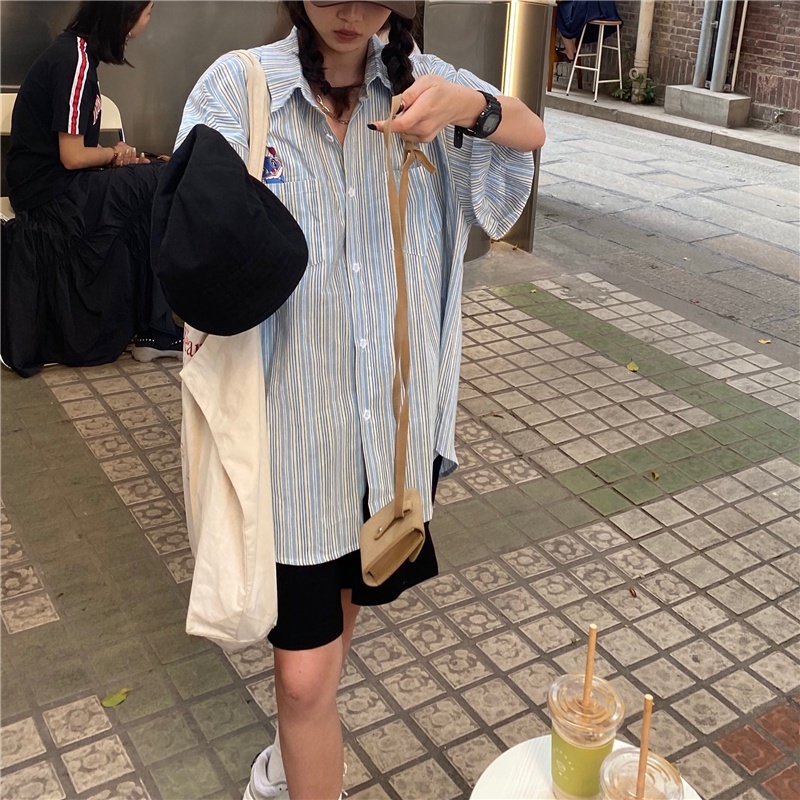 Áo Sơ Mi Tay Ngắn Dáng Rộng Phong Cách Hàn Quốc Dễ Phối Đồ