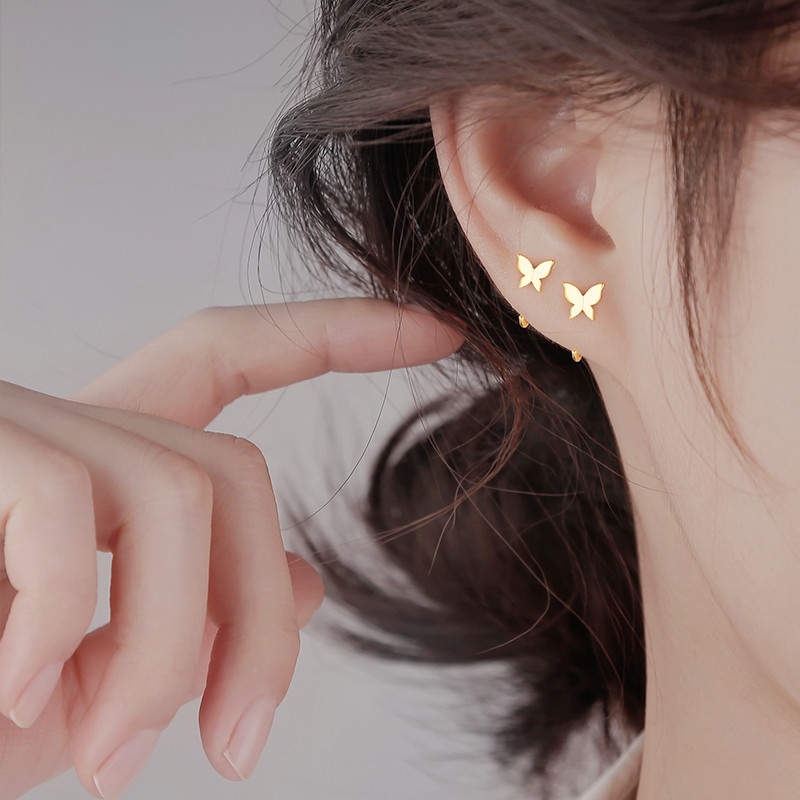 Đôi khuyên tai hình bướm đính đá phong cách Hàn Quốc cổ điển dành cho nữ