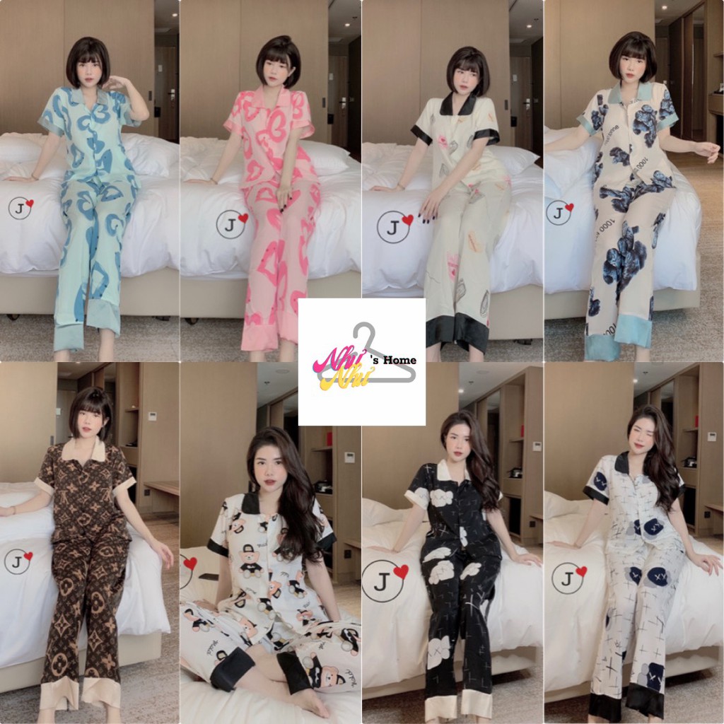 [ VẢI ĐẸP] Pijama Lụa Mango Tay Ngắn Quần Dài Cổ Sen Mẫu Mới