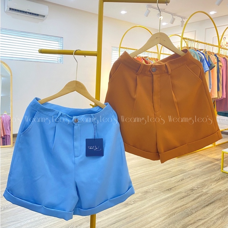 Quần short nữ lưng cao ống rộng cạp cao ulzzang LEOSWEARING A04
