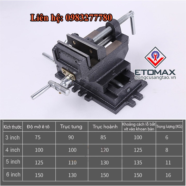 Bàn Trượt Hai Chiều Tịnh Tiến Kết Hợp Ê Tô Khoan Bàn 3 Tầng ETOMAX