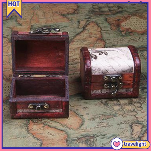 (Travelight) Hộp Gỗ Đựng Trang Sức Có Khóa Kim Loại Phong Cách Retro Ốp