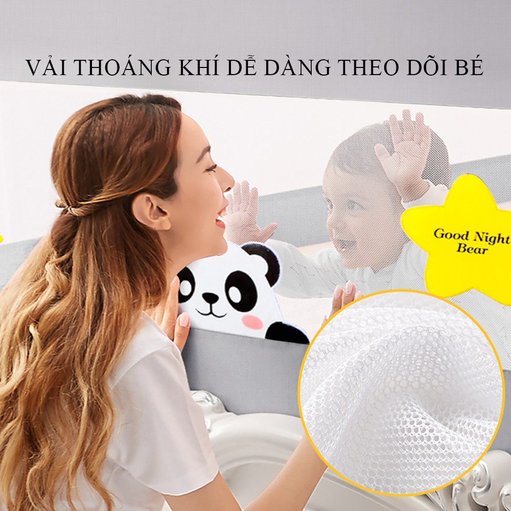 Thanh chắn giường cao cấp khung thép bọc đệm đủ kích thước 1.2m, 1.8m, 2m, 2.2m, khóa kép, nâng hạ dễ dàng an toàn