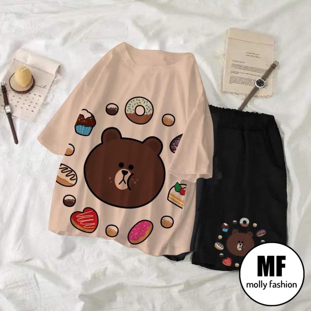 Set đồ bộ hoạt hình ❤️ Bộ mặc nhà Cartoon BUNNY DONUT form rộng Unisex nam nữ Molly Fashion