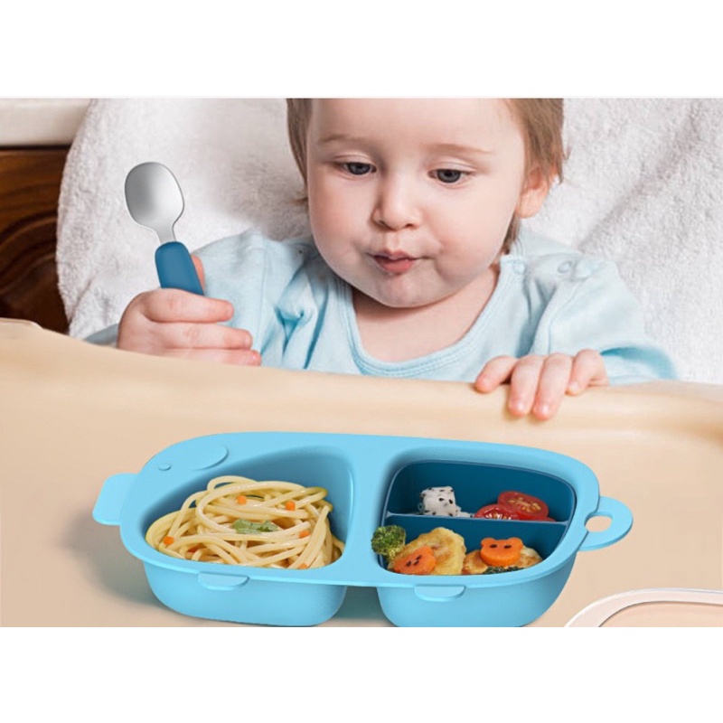 Khay ăn dặm chia ngăn có nắp cực đẹp cho trẻ em Hogokids