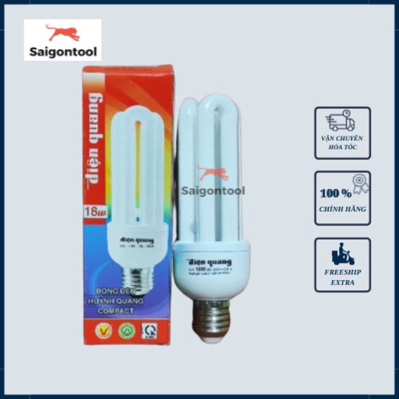 Bóng đèn Compact Điện tử Điện Quang 3U 18W Đuôi đèn chuẩn E27