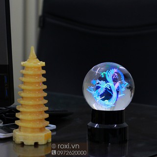 Quả cầu pha lê khắc rồng 3D -10cm